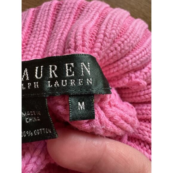 Lauren Ralph Lauren Pink Cable Knit Turtleneck Sweater - Picture 8 of 11